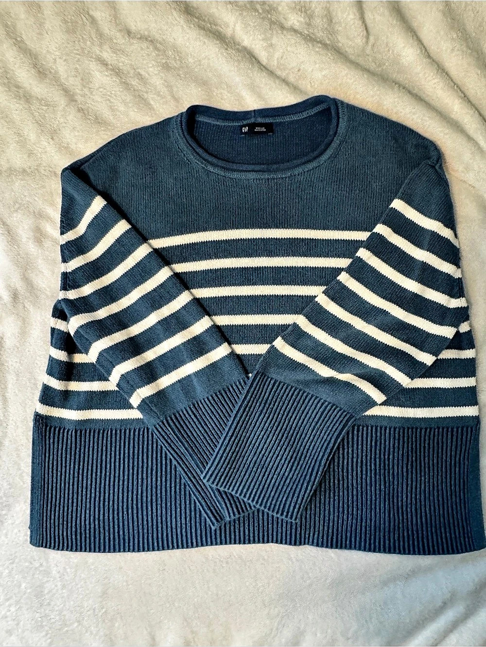 Gap Striped Crewneck Sweater Blue & White Size Medium